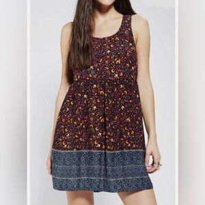ecote dark florals tank top dress with open back detail